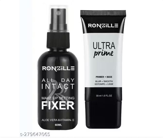 💄✨ RONZILLE Makeup Fixer 60ml 🌿 with Natural Aloe Vera & Vitamin E 💧 + FREE Ultra Prime Primer 80ml 🎁 | Smudge-Proof ✨ Long-Lasting Glow 🌸
