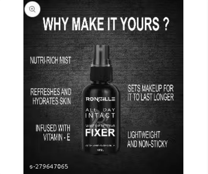 💄✨ RONZILLE Makeup Fixer 60ml 🌿 with Natural Aloe Vera & Vitamin E 💧 + FREE Ultra Prime Primer 80ml 🎁 | Smudge-Proof ✨ Long-Lasting Glow 🌸